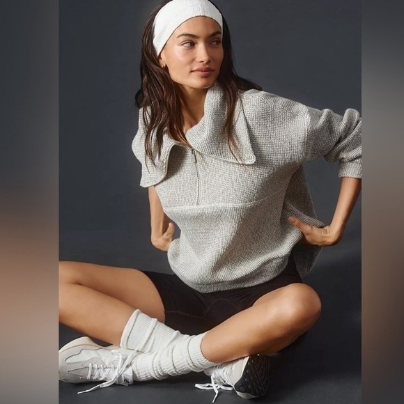 Sweaty Betty Restful Boucle Half‎ Zip Sweatshirt Size 4 Cozy Collared Pullover - Picture 1 of 13